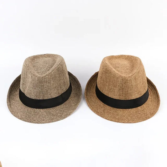 Men's Cotton Linen Jazz Fedora Hat