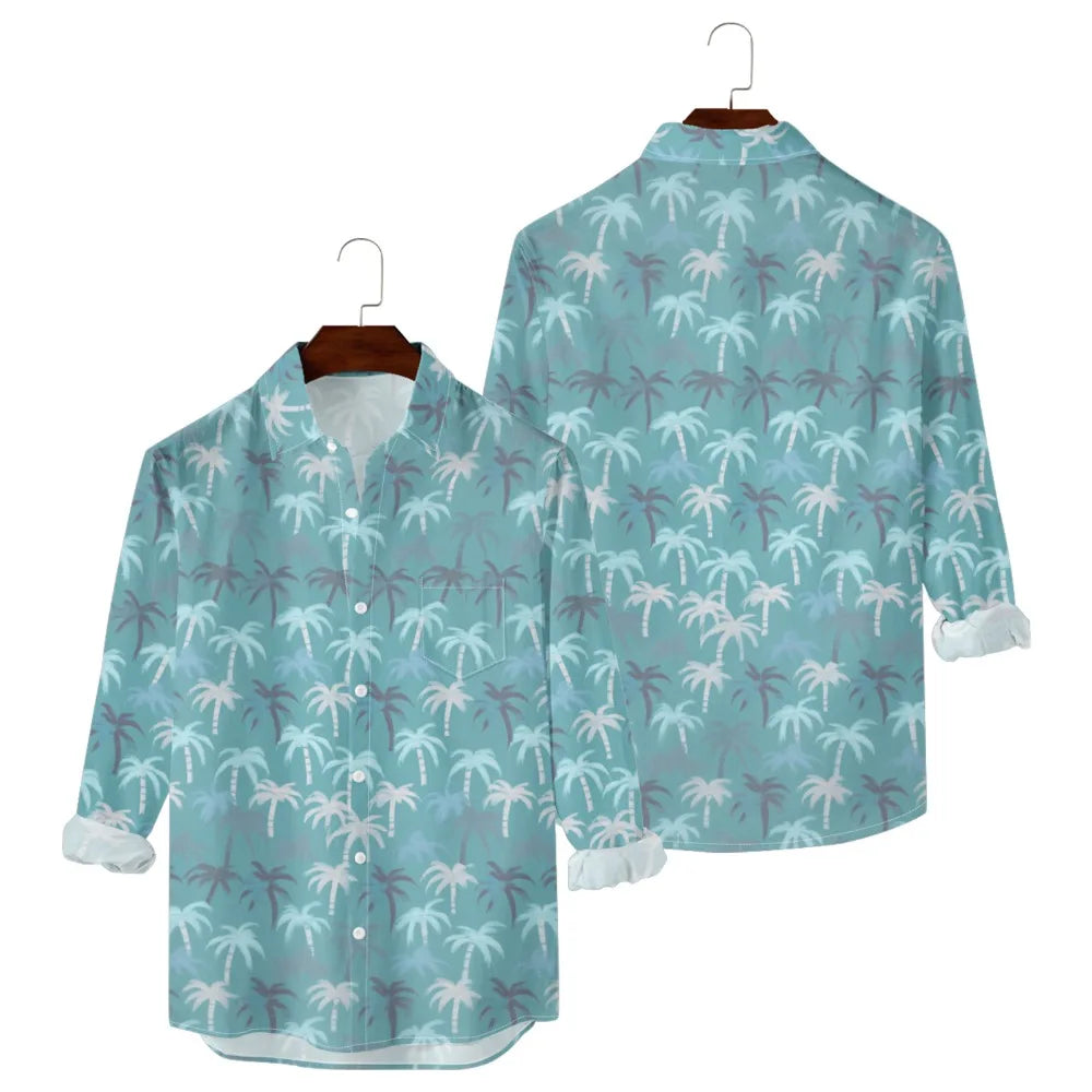 Men's Sunset Ombre Palm Print Hawaiian Shirt