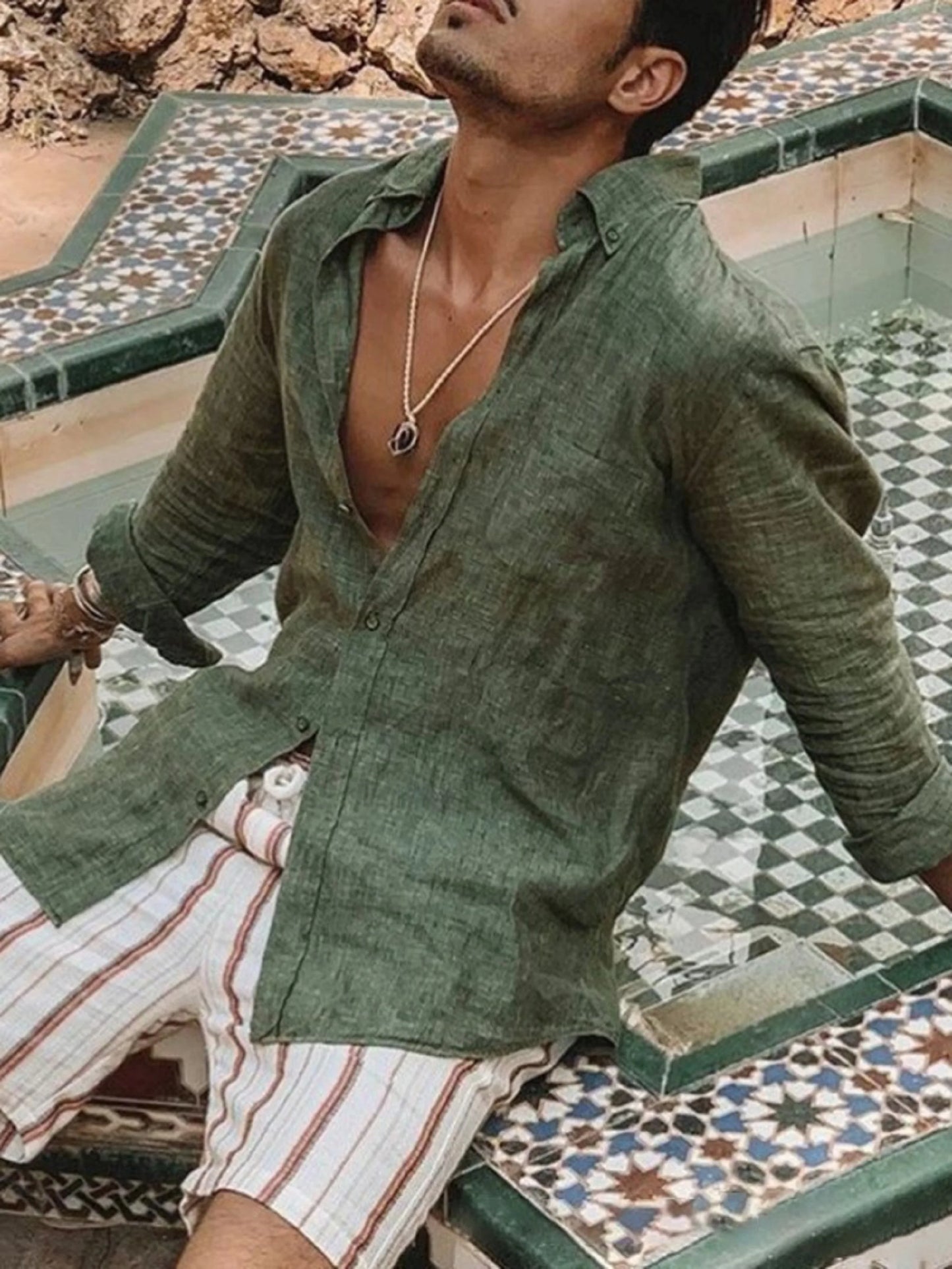 Men's Casual Solid Colour Long Sleeve Cardigan Shirt