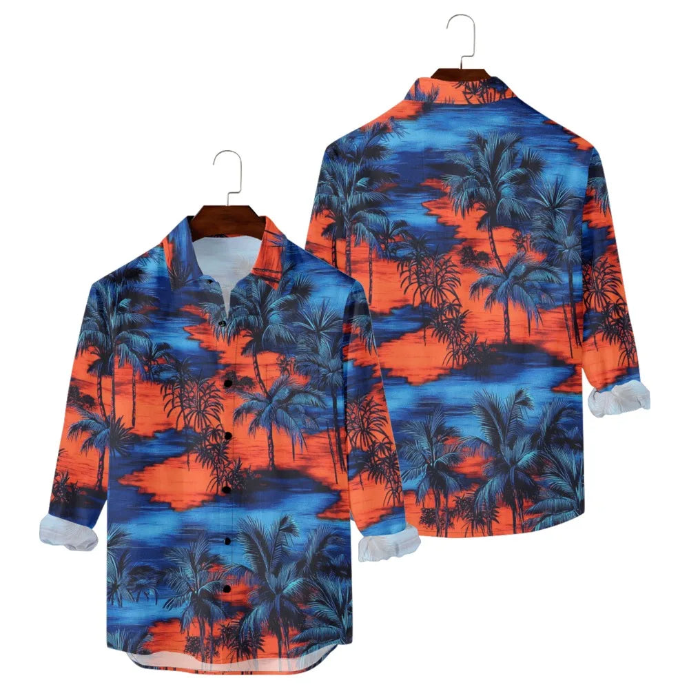 Men's Sunset Ombre Palm Print Hawaiian Shirt