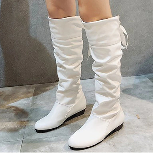 Women's Pleated Knee High Boots