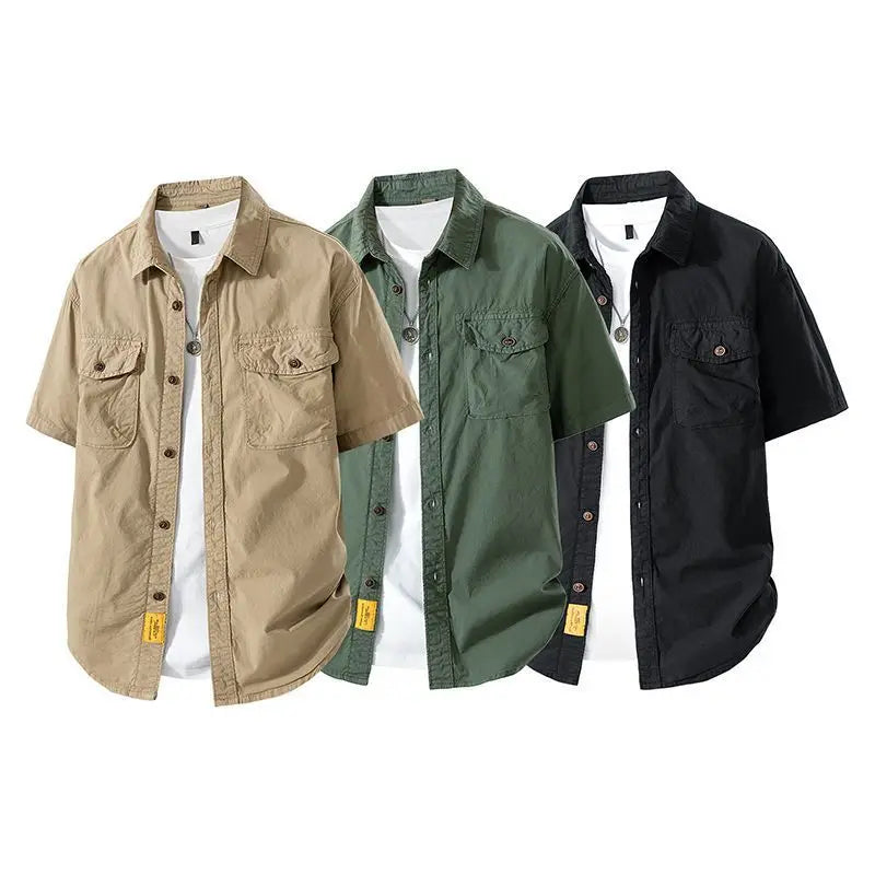 Men's American Retro Lapel Workwear Shirt