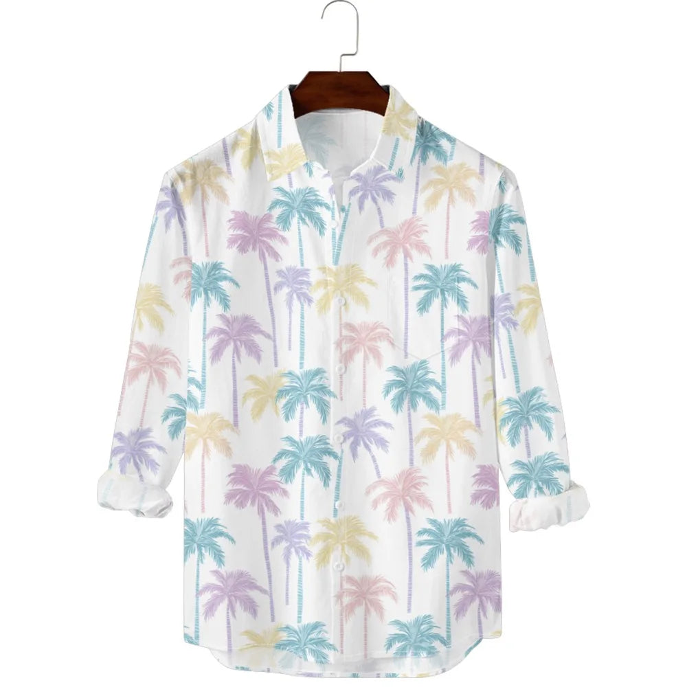 Men's Sunset Ombre Palm Print Hawaiian Shirt