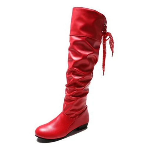 Women's Pleated Knee High Boots