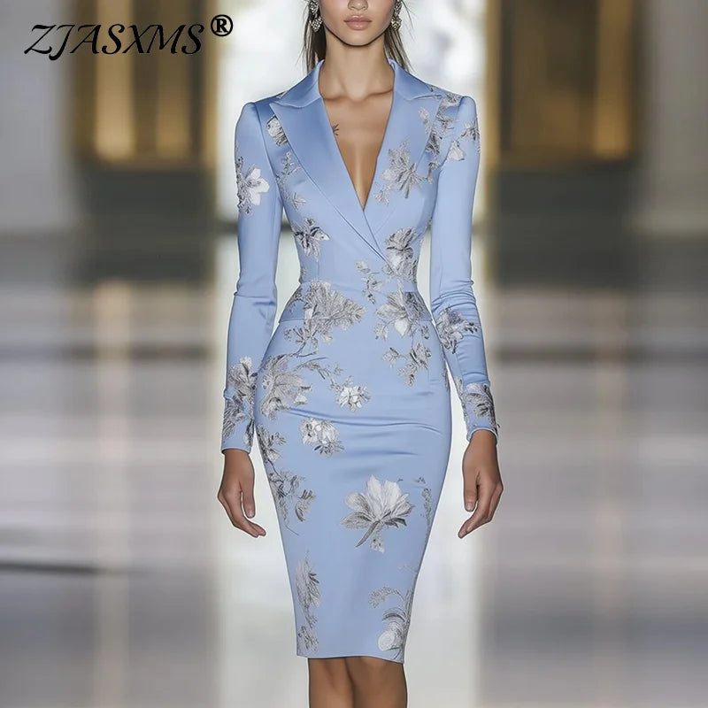 Women's Floral Print Bodycon Evening Dress