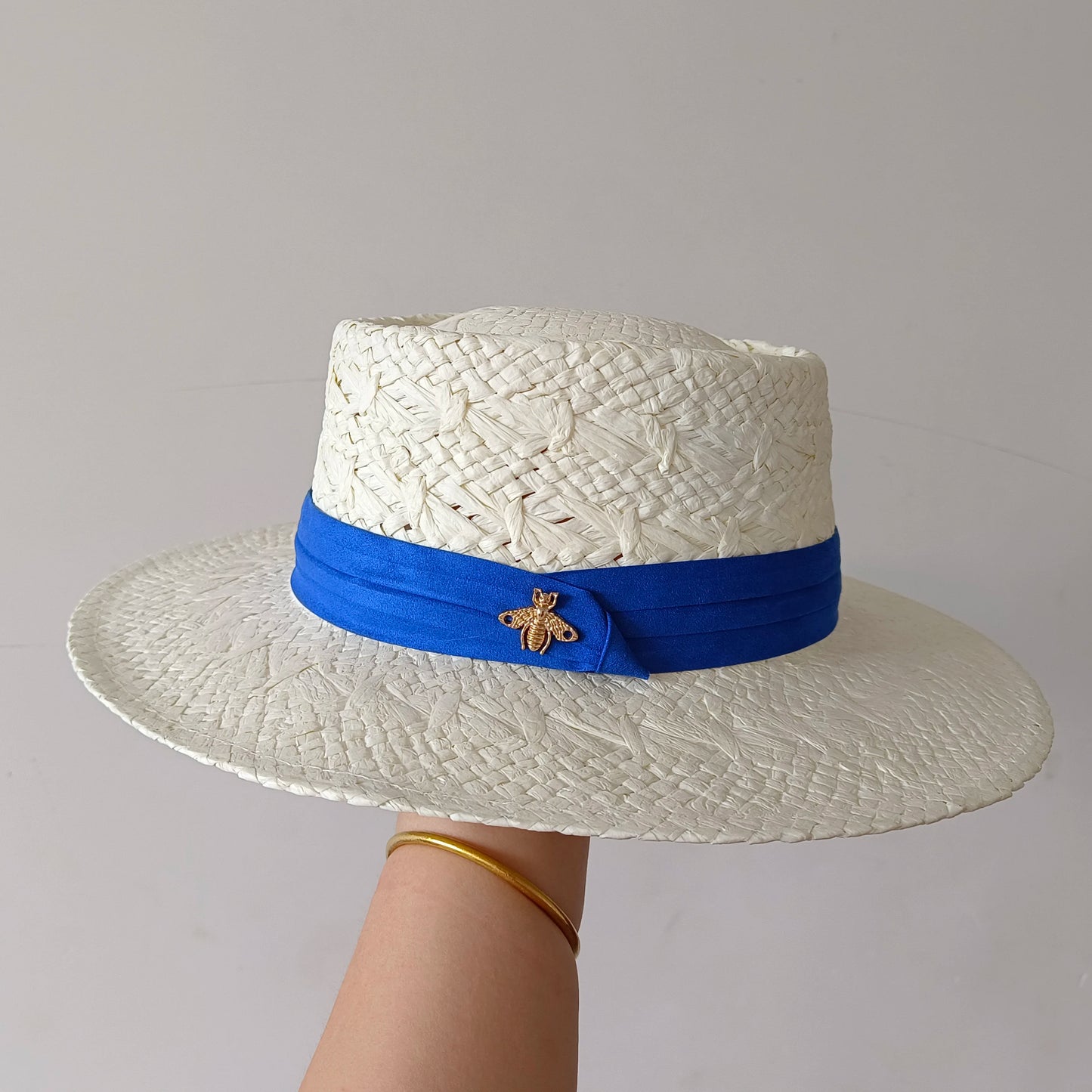 Women's Woven Straw Flat Brim Hat