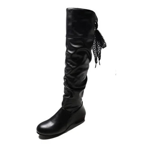 Women's Pleated Knee High Boots
