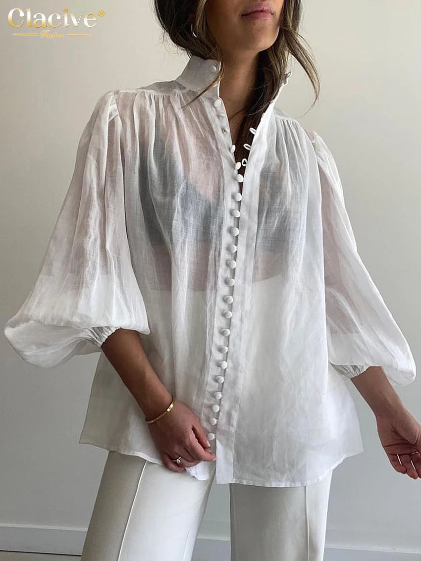Women's Classic Cotton Button-Up Blouse